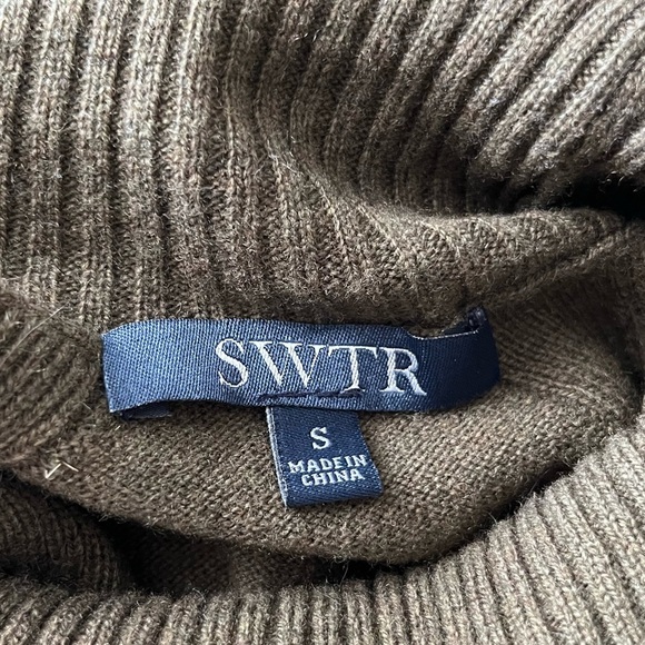 Revolve SWTR Olive Green Turtle Neck High Low Wool Cashme  Blend Soft Sweater - Picture 7 of 7